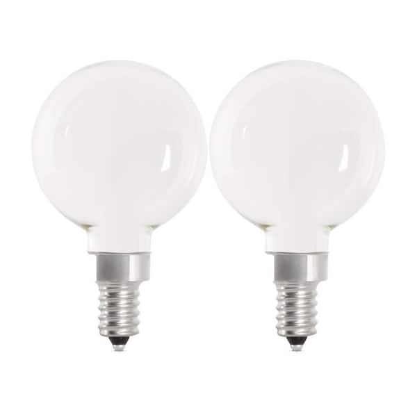 Feit Electric 40-Watt Equivalent G16.5 Dimmable Filament CEC White Globe E12 Candelabra LED Light Bulb, Bright White 3000K(2-Pack)