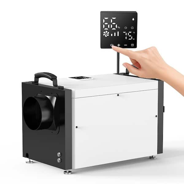 151 pt. 6,000 sq.ft. Bucketless Commercial Dehumidifier in White, with Detachable Control Panel, Great for Crawl Space