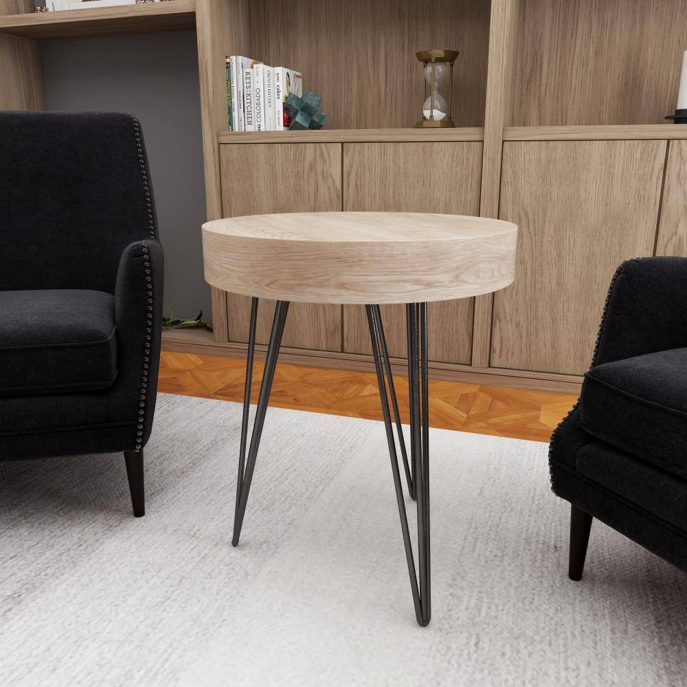 Elegant Round 20" Wood and Metal Accent Table in Brown