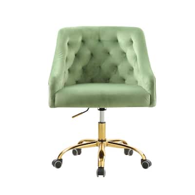 Green Velvet Upholstered Swivel Task Chair