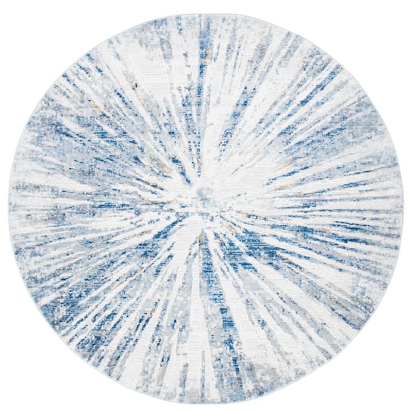 SAFAVIEH Amelia Gray/Blue 7 ft. x 7 ft. Distressed Abstract Round Area Rug