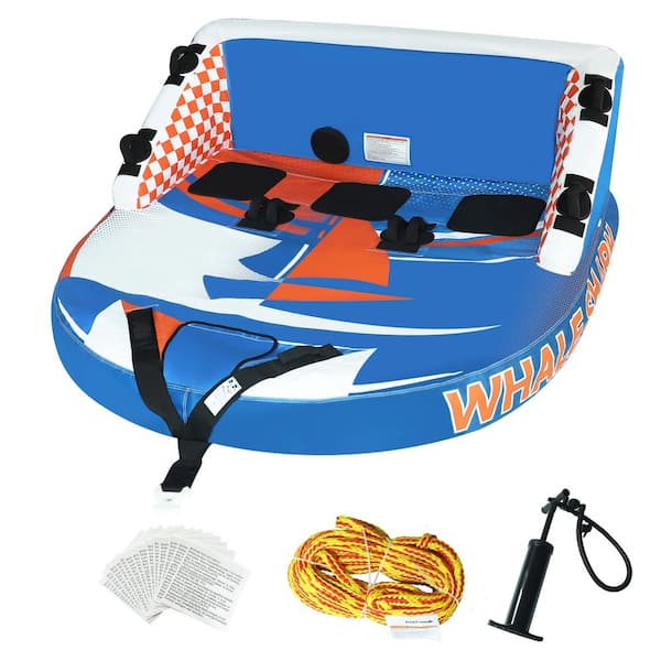 3-Person 66 in. Inflatable Towable Boating Tube with Backrest in Multicolor