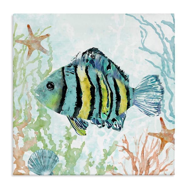 Stupell Industries Striped Fish Underwater by Carol Robinson Unframed Animal Graphic Art Print 30 in. x 30 in.