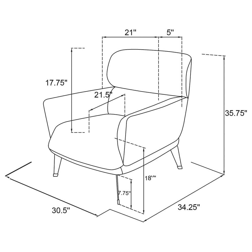 Andrea Orange Transitional Accent Chair with Black Metal Legs