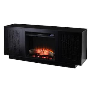 Delgrave 60 in. Freestanding Wooden Touch Screen Electric Fireplace TV Stand in Black