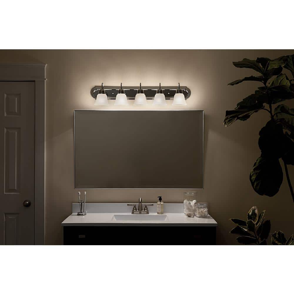 Distressed Bronze 36" Classic Vanity Light with Satin Etched Glass