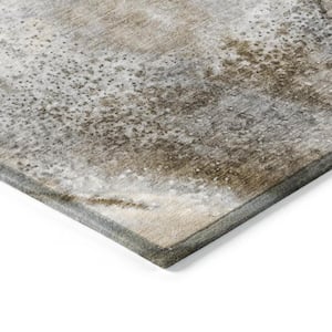 Beige 5 ft. x 8 ft. Abstract Indoor / Outdoor Area Rug