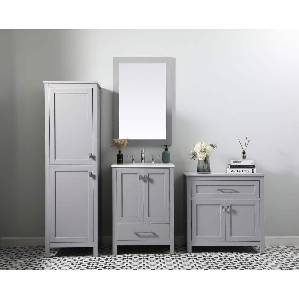 Gray MDF Bathroom Storage Cabinet with Brushed Nickel Hardware