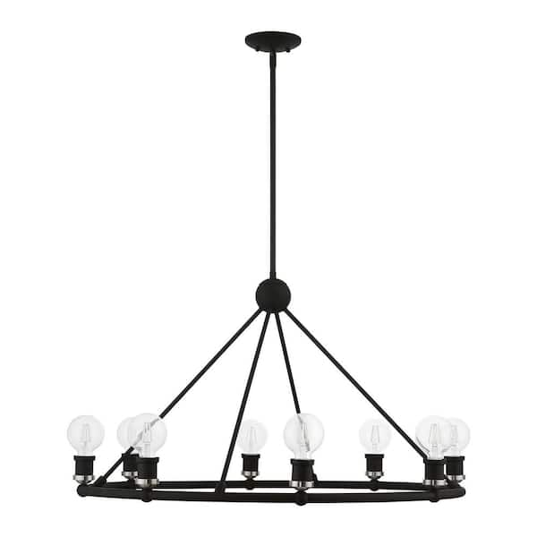 Livex Lighting Lansdale 8-Light Black Wagon Wheel Chandelier with