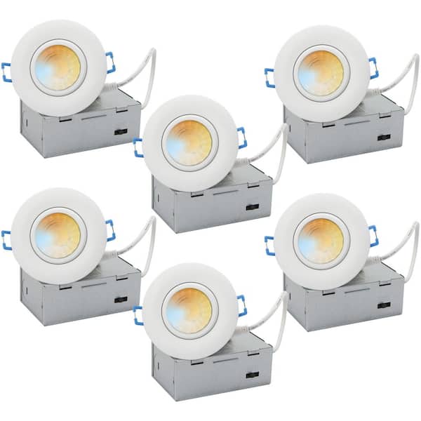 Sunlite 3 in. Selectable CCT Canless IC Rated Dimmable Energy Star Round Integrated LED Gimbal Downlight (6-Pack)