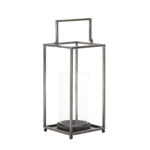 Litton Lane Black Metal Pillar Candle Lantern