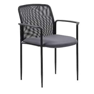 Black Mesh Gray Fabric Stackable Guest Arm Chair