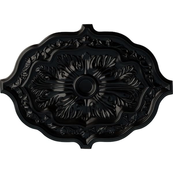 36" W x 26" H x 1-1/2" Pesaro Urethane Ceiling Medallion, Hand-Painted Jet Black