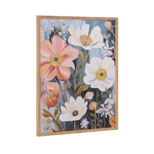 Kate and Laurel Gallery Boho Flowers in Muted Neutrals by the Creative Bunch Studio Natural Framed Art Print 16 in. x 20 in.