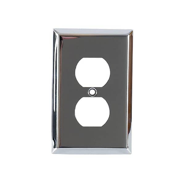 Power Gear 2 Receptacle Steel Wall Plate, Chrome