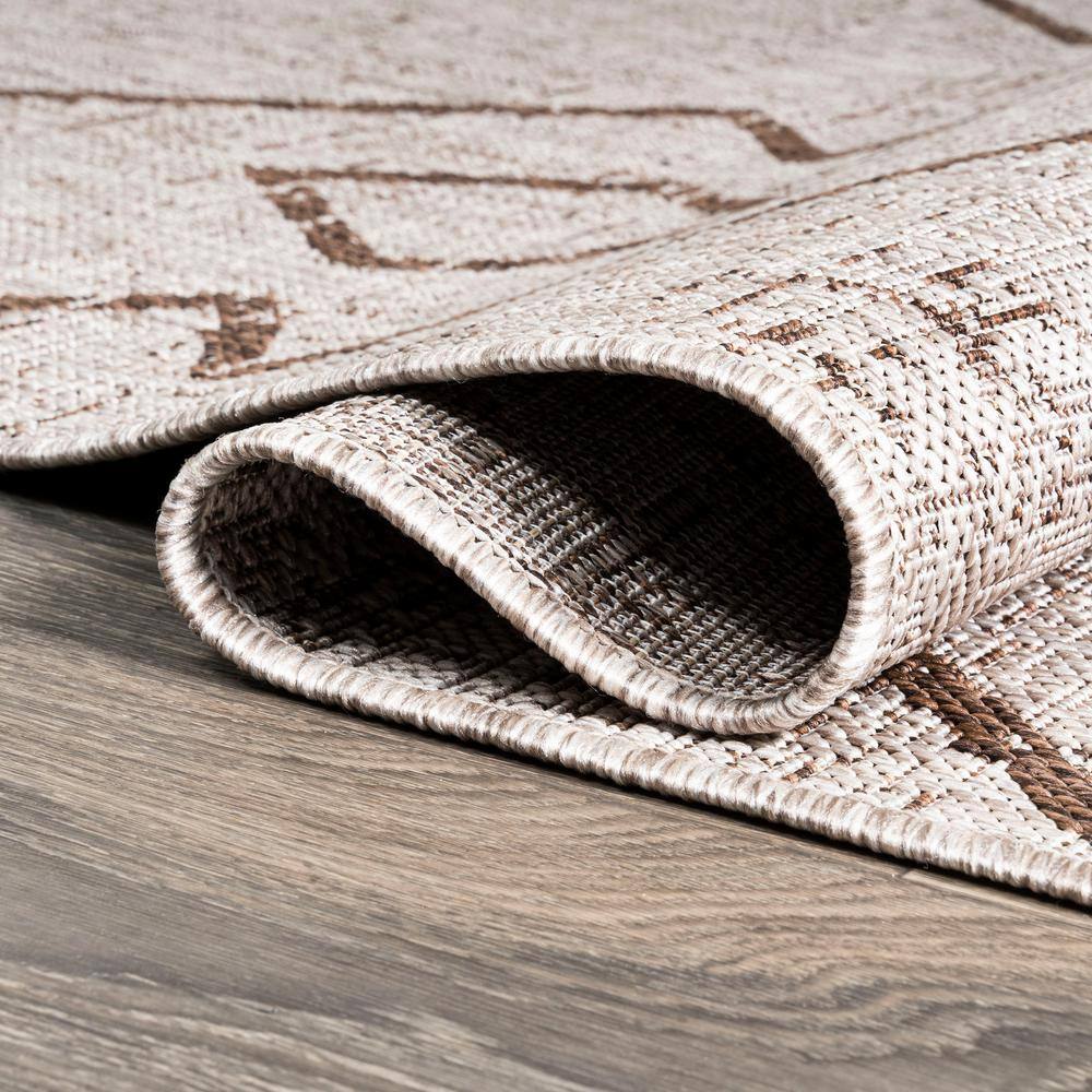 Carwa Handmade Trellis Beige/Brown Synthetic Area Rug - 2x10