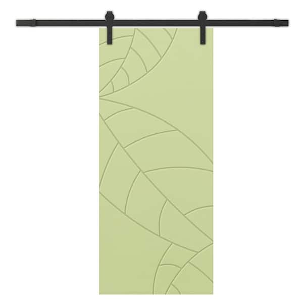 CALHOME 24 in. x 80 in. Sage Green Stained Composite MDF Paneled Interior Sliding Barn Door with Hardware Kit