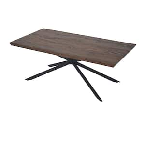 23 in. L Natural Brown Sonoma and Black Rectangular Wooden Coffee Table with Boomerang Legs