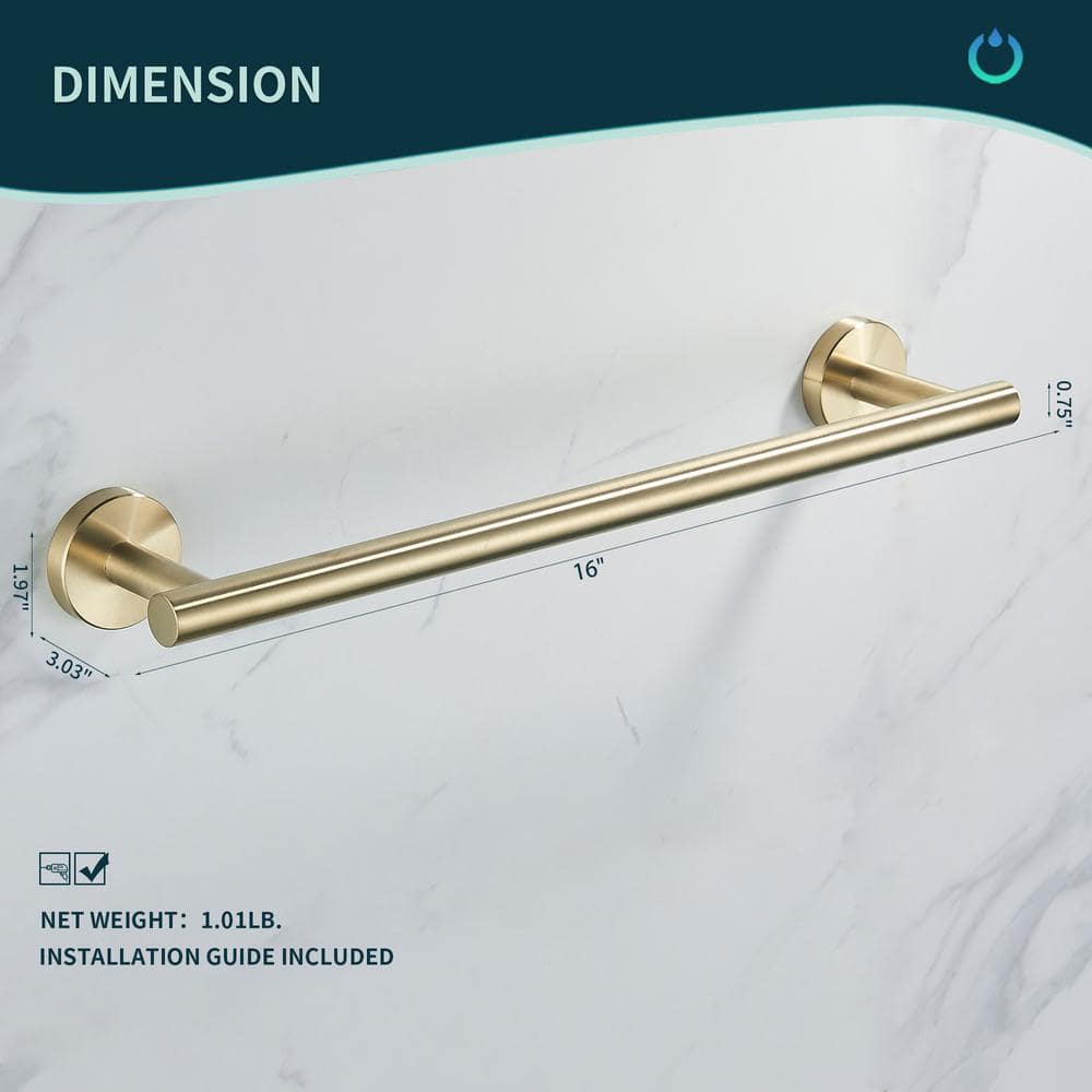 Polished Gold Stainless Steel 5-Piece Bathroom Hardware Set