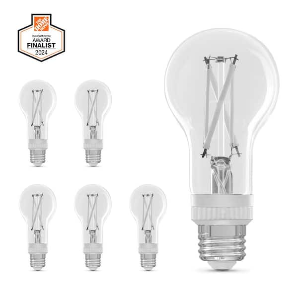 EcoSmart 100-Watt Equivalent A21 Dimmable White Filament CEC Clear Glass E26 LED Light Bulb Adjustable White 2700K-5000K (6-Pack)