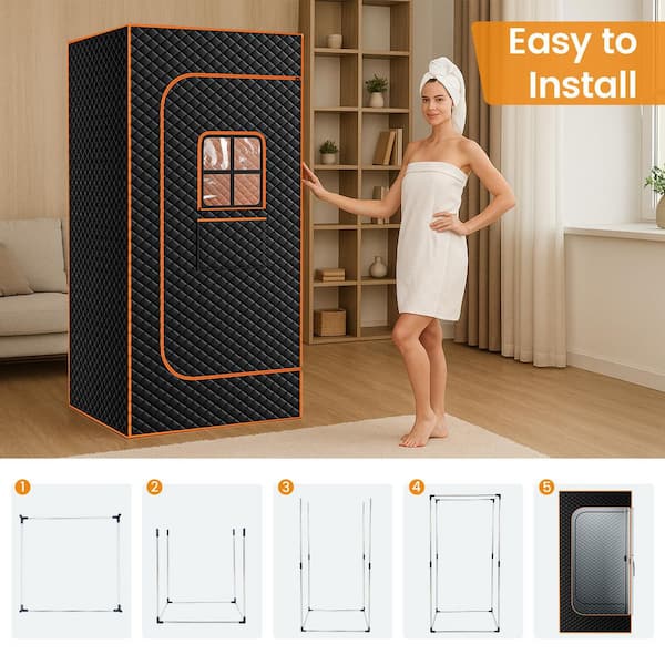 ABORON 1 Person Portable Steam Sauna Box for Home with 3L/1200W