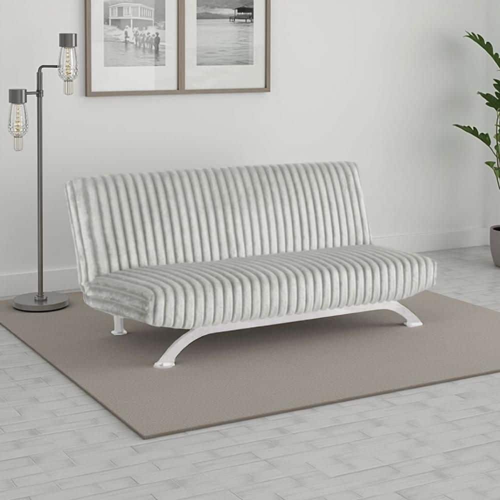 Villy 71 in. Light Gray and Chrome Fabric Standard Futon Twin Size Sofa Bed with Metal Legs price history on PriceWatchPro