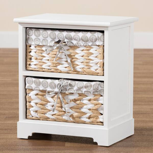 Baxton Studio Rianne Modern Transitional White Finished Wood 2-Basket Storage Unit