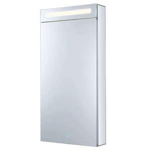 20 in. x 40 in. Recessed or Surface Wall Mount Medicine Cabinet in Stainless Steel with LED Lighting Left Hinge