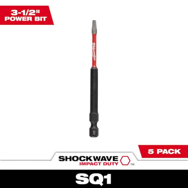 Milwaukee SHOCKWAVE Impact Duty 3-1/2 in. Square #1 Alloy Steel Screw Driver Bit (5-Pack)