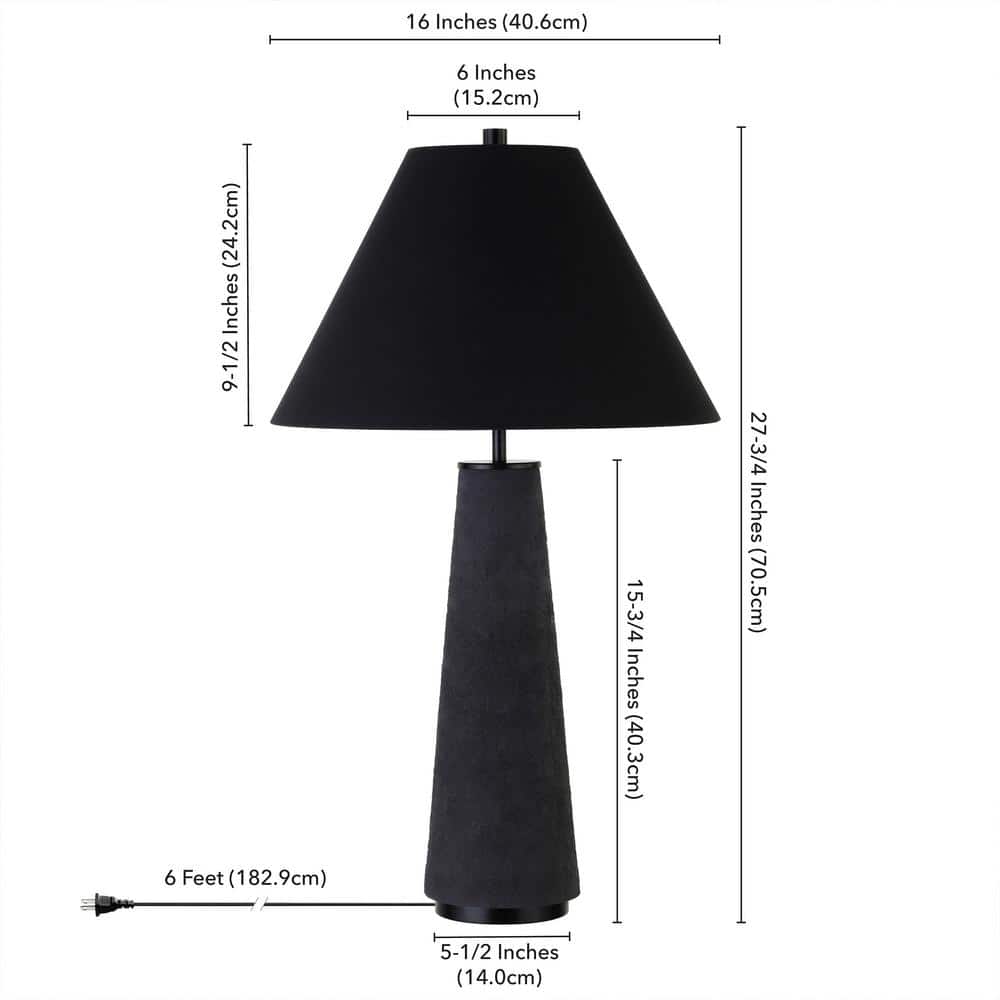 Matte Black Conical Nightstand Lamp with Triangular Shade