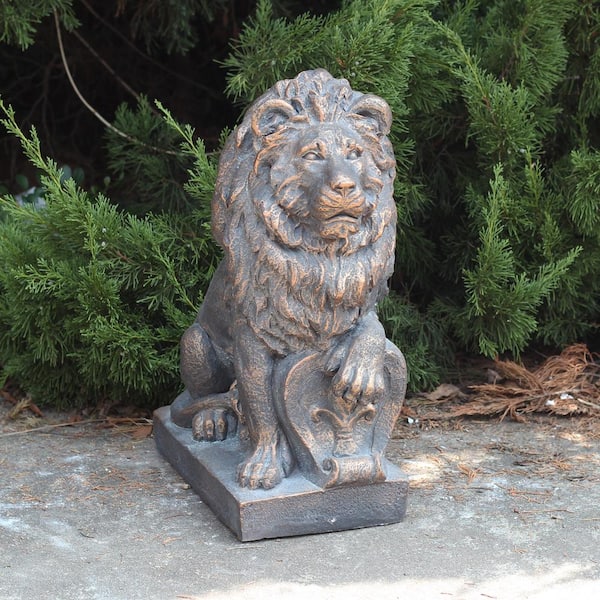 Free Standing 19-in H Durable Rope Edge Bench with Lion Legs Garden Statue 