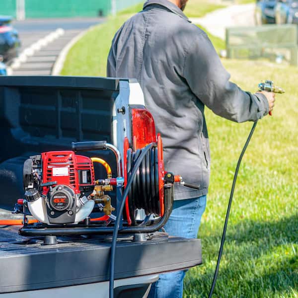 1.3 HP Skid Sprayer Barrel Mount Only with Honda GX35 100 ft. Hose and 500 PSI Pump for Pest Control