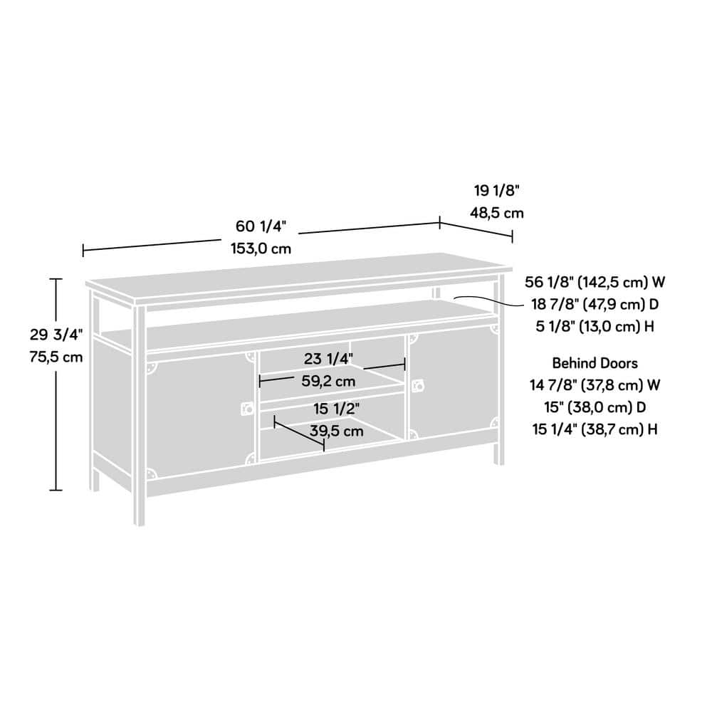 60" Carbon Oak Industrial Metal and Wood Credenza