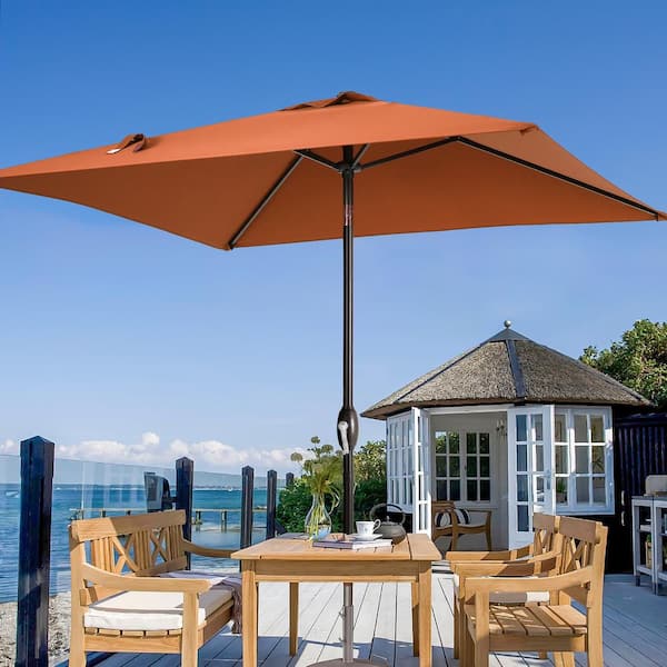 JOYESERY 6.5 ft. x 6.5 ft. Square Patio Market Umbrella with UPF50+, Tilt Function and Wind-Resistant Design, Orange