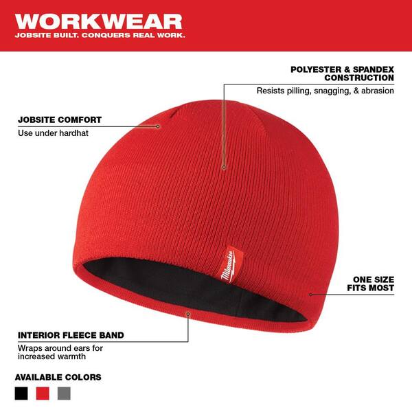Milwaukee 502R Fleece Lined Red Knit Hat for sale online 