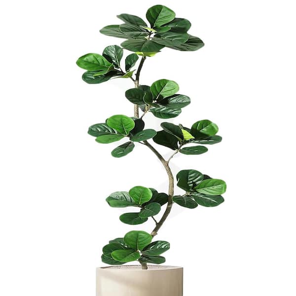 Unbranded 6 ft. Artificial Fiddle Leaf Fig Tree - Fake Plant with Black Nursery Planter, Large Fake Tree for Home or Office Decor