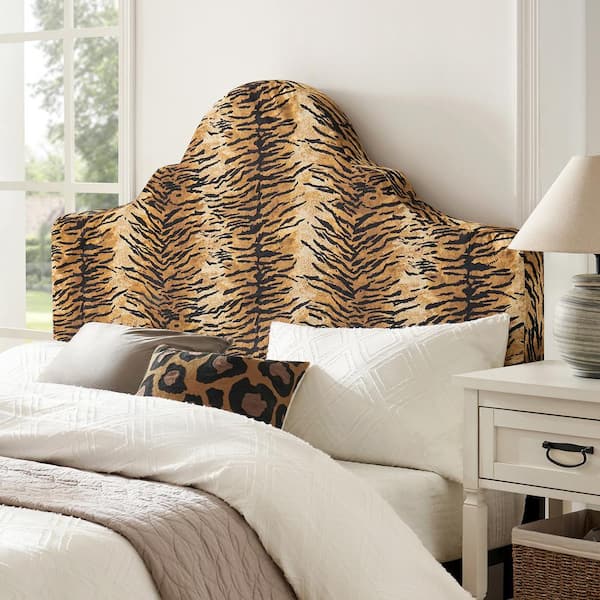 JAYDEN CREATION Eresa Tiger Brown King Traditional Style Upholstered Headboard with Slipcover