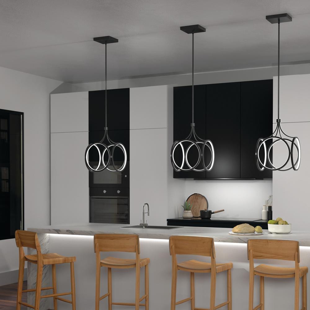 Ciri Matte Black Circular LED Pendant with Soft Glow