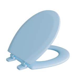 Deluxe Molded Wood Round Closed Front Toilet Seat with Cover and Adjustable Hinge in Regency Blue