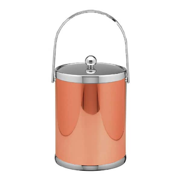 Kraftware Mylar 5 Qt. Polished Copper and Chrome Ice Bucket with Track ...