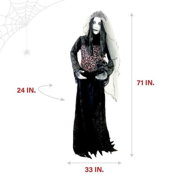 5.9 ft. Rising Ghost Bride by Tekky, Sound Activated Halloween Animatronic