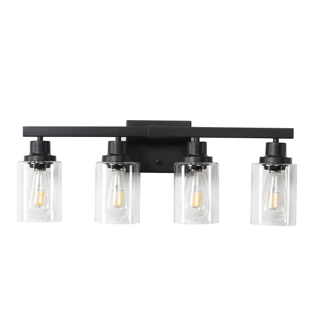 4-Light Black Vanity Light with Cylindrical Clear Glass Shades and Iron Frame, E26 Bulbs Not Included price history on PriceWatchPro