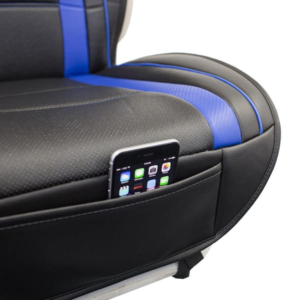 FH Group Futuristic Leather 47 in. x 23 in. x 1 in. Seat Cushions - Front Set, Blue