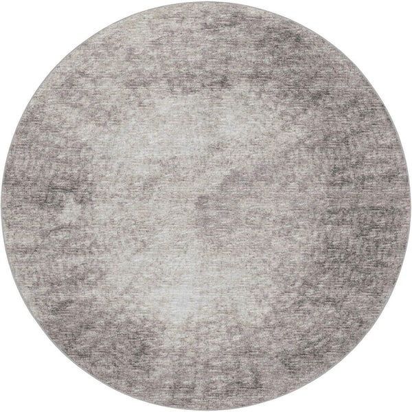 Dream Shag Premium Machine Washable Abstract ADS34 Mocha 8 ft. x 8 ft. Round Rug