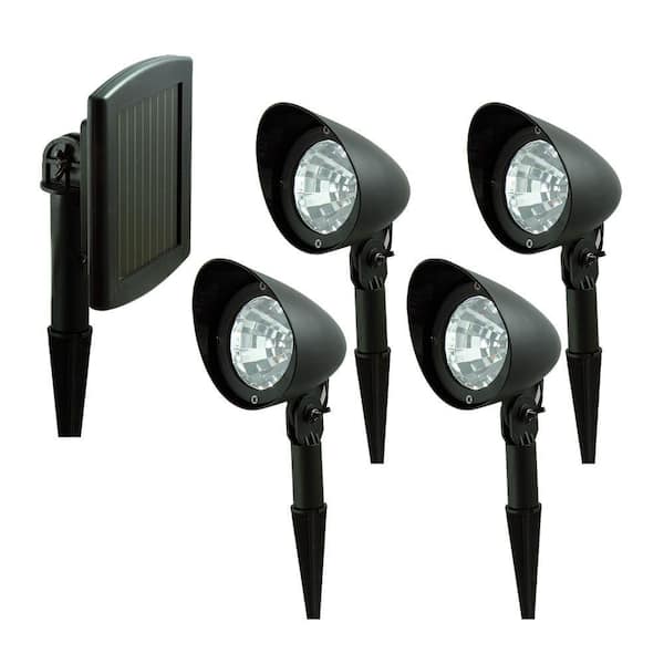 Nature Black Outdoor Solar LED Spotlight System (4-Pack)