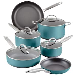 Achieve 10-Piece Hard Anodized Nonstick Cookware Sets in Teal