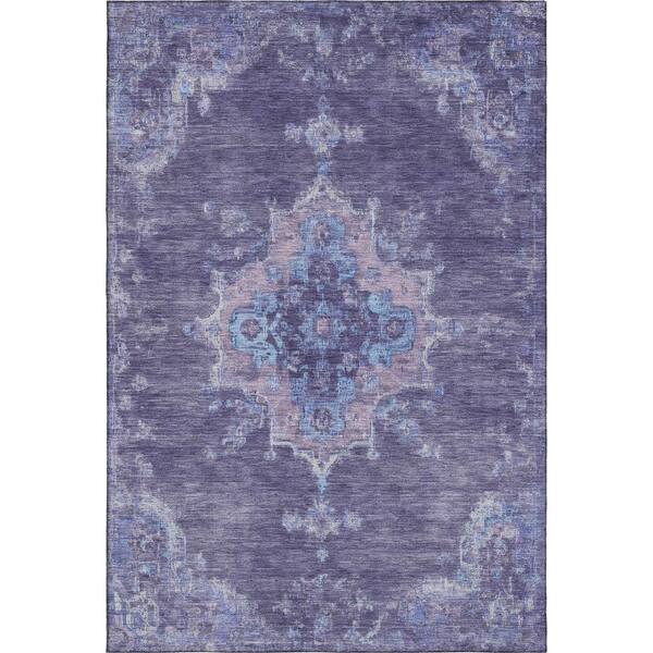 Mayfield Premium Machine Washable Abstract AMF2321 Purple 5 ft. x 7 ft. 6 in. Area Rug
