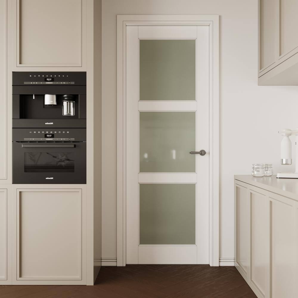 28" x 80" White Primed MDF and Frosted Glass Interior Door