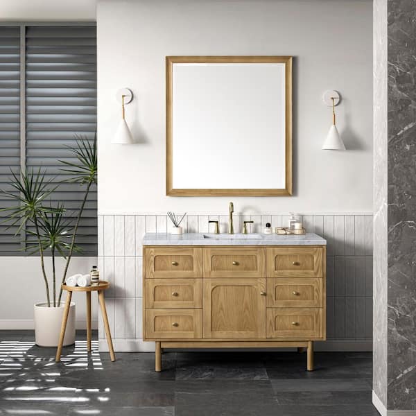 Laurent 48.0 in. W x 23.5 in. D x 34.2 in. H Bathroom Vanity in Light Oak with Carrara Marble Marble Top