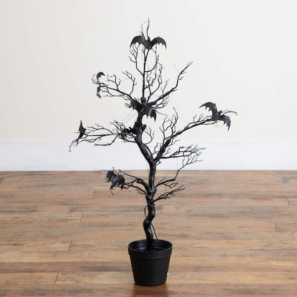 Nearly Natural 3ft. Pre-Lit Artificial Halloween Black Spooky Twig